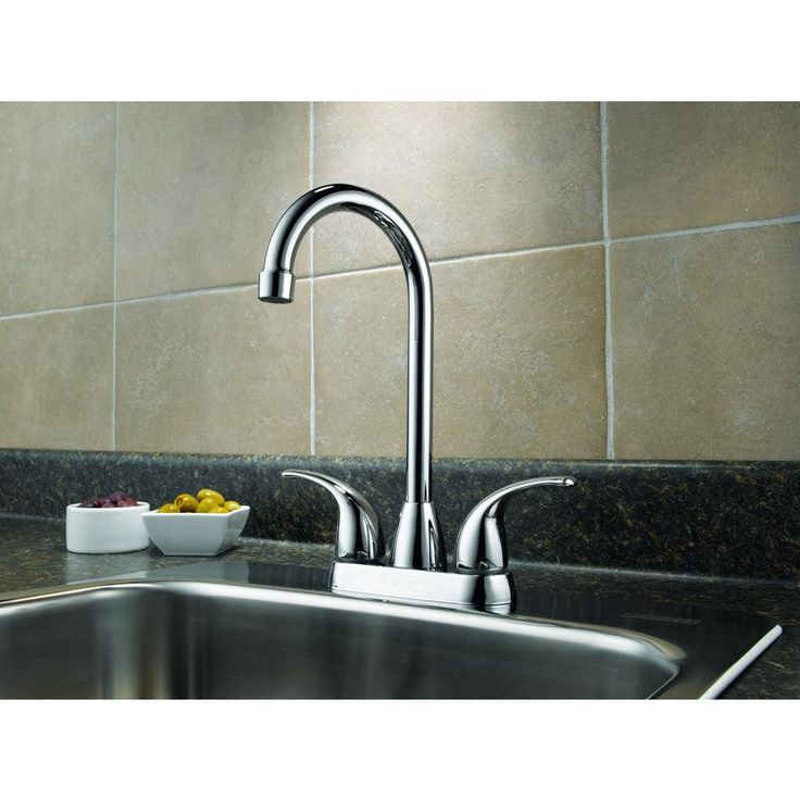 Peerless Chrome 2-Handle Deck-Mount High-Arc Handle Kitchen Faucet (Deck Plate Included)