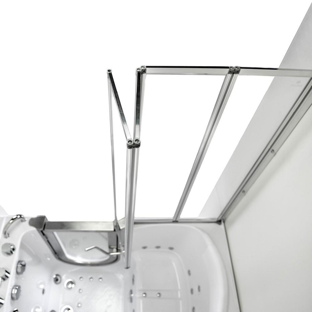 Elite 52 in. Walk-In Whirlpool and Air Bath Bathtub in White with RH Door, Thermostatic Faucet, Dual Drain,Shower Screen - Super Arbor