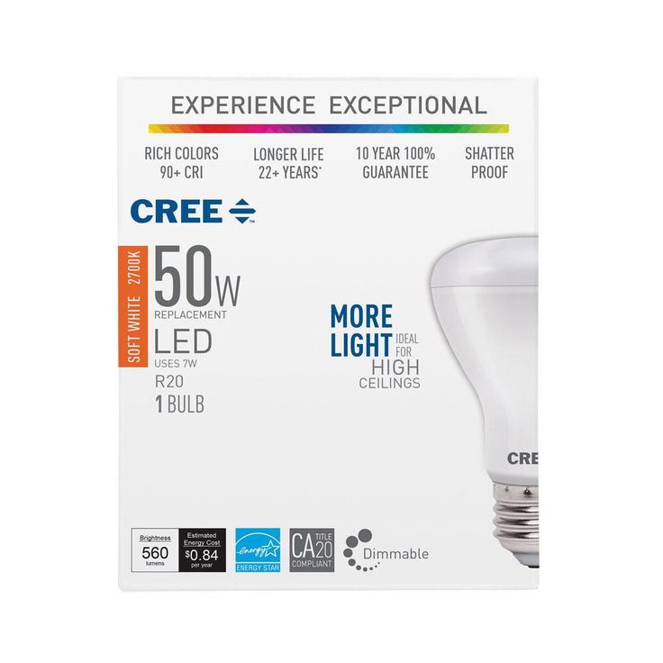 Cree 50W Equivalent Soft White (2700K) R20 Dimmable Exceptional Light Quality LED Light Bulb