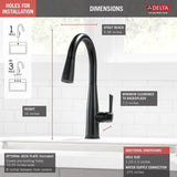 Delta Essa Touch2O Matte Black 1-Handle Deck-Mount Pull-Down Touch Kitchen Faucet (Deck Plate Included)
