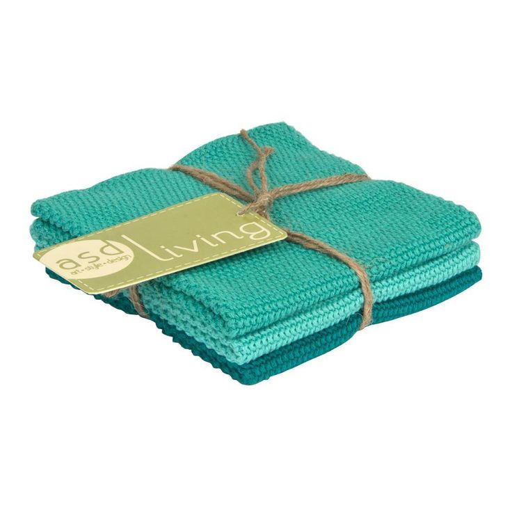 Set of 3 Cotton 10x10 Dishcloths, Sky Blue