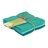 Set of 3 Cotton 10x10 Dishcloths, Sky Blue