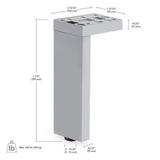 7-7/8 in. (200 mm) Dark Brown Adjustable Contemporary Versatile T or L Shaped Furniture Leg - Super Arbor