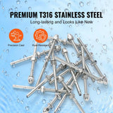 61 Pack Cable Railing Swage Threaded Stud Tension End Fitting Terminal for 1/8in.Deck Cable Railing,Stainless Steel