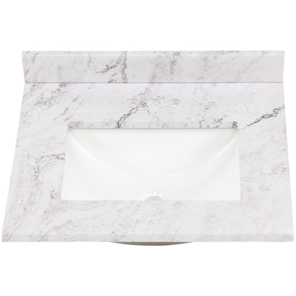 37 in. W x 22 in. D Stone Effects Vanity Top in Cold Fusion with White Sink - Super Arbor
