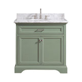Windlowe 37 in. W x 22 in. D x 35 in. H Bath Vanity in White with Carrera Marble Vanity Top in White with White Sink - Super Arbor