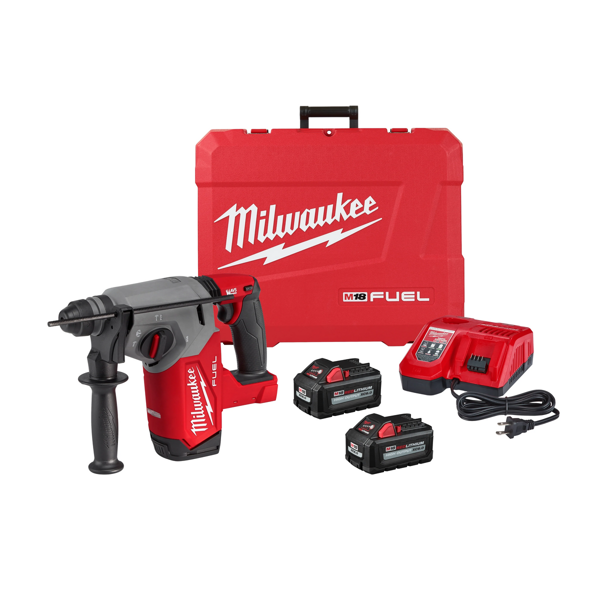 Milwaukee M18 FUEL 18-Volt Lithium-Ion Brushless 1 in. Cordless SDS-Plus Rotary Hammer Kit w/ (2) XC6.0 Batteries & Charger