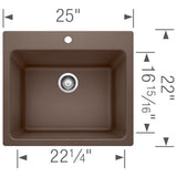 Blanco Liven 25" x 22" Granite Undermount Laundry Sink in Cafe Brown