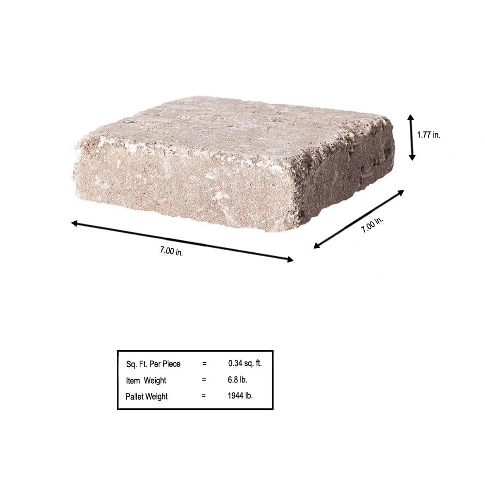Pavestone RumbleStone Square 7 in. x 7 in. x 1.75 in. Cafe Concrete Paver (288 Pcs. / 98 Sq. ft. / Pallet)