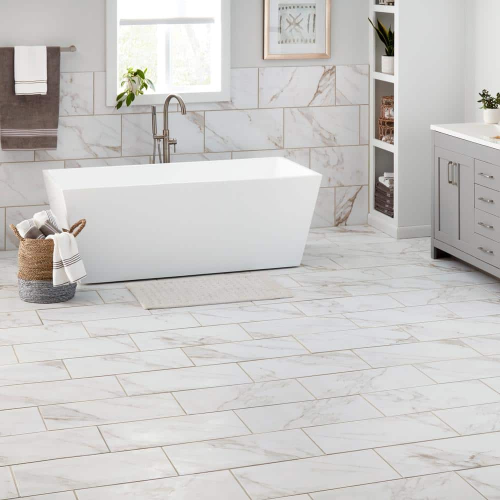 Marazzi Sanden Calacatta Gold Marble Matte 12 in. x 24 in. Glazed Porcelain Floor and Wall Tile, 15.6 sq. ft. per Case