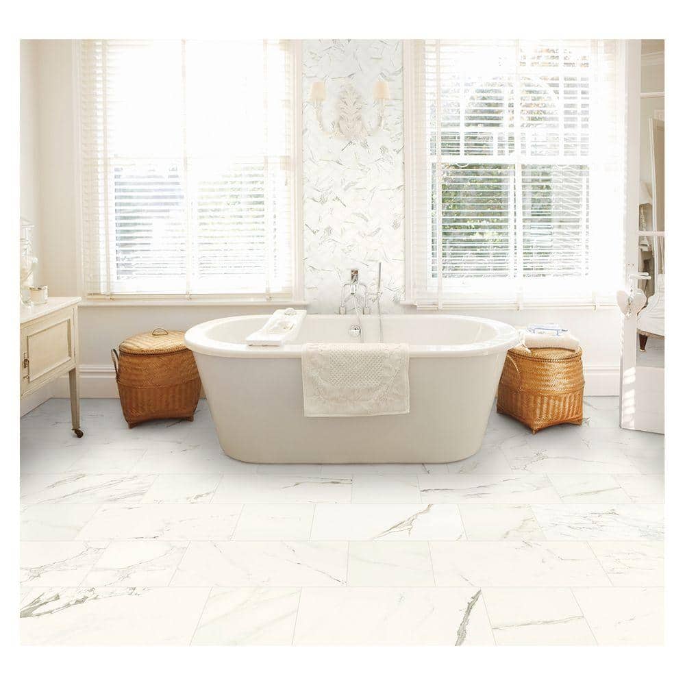 Marazzi Developed by Nature Calacatta 12 in. x 14 in. x 6 mm Ceramic Herringbone Mosaic Floor and Wall Tile (0.67 sq. ft. per piece)