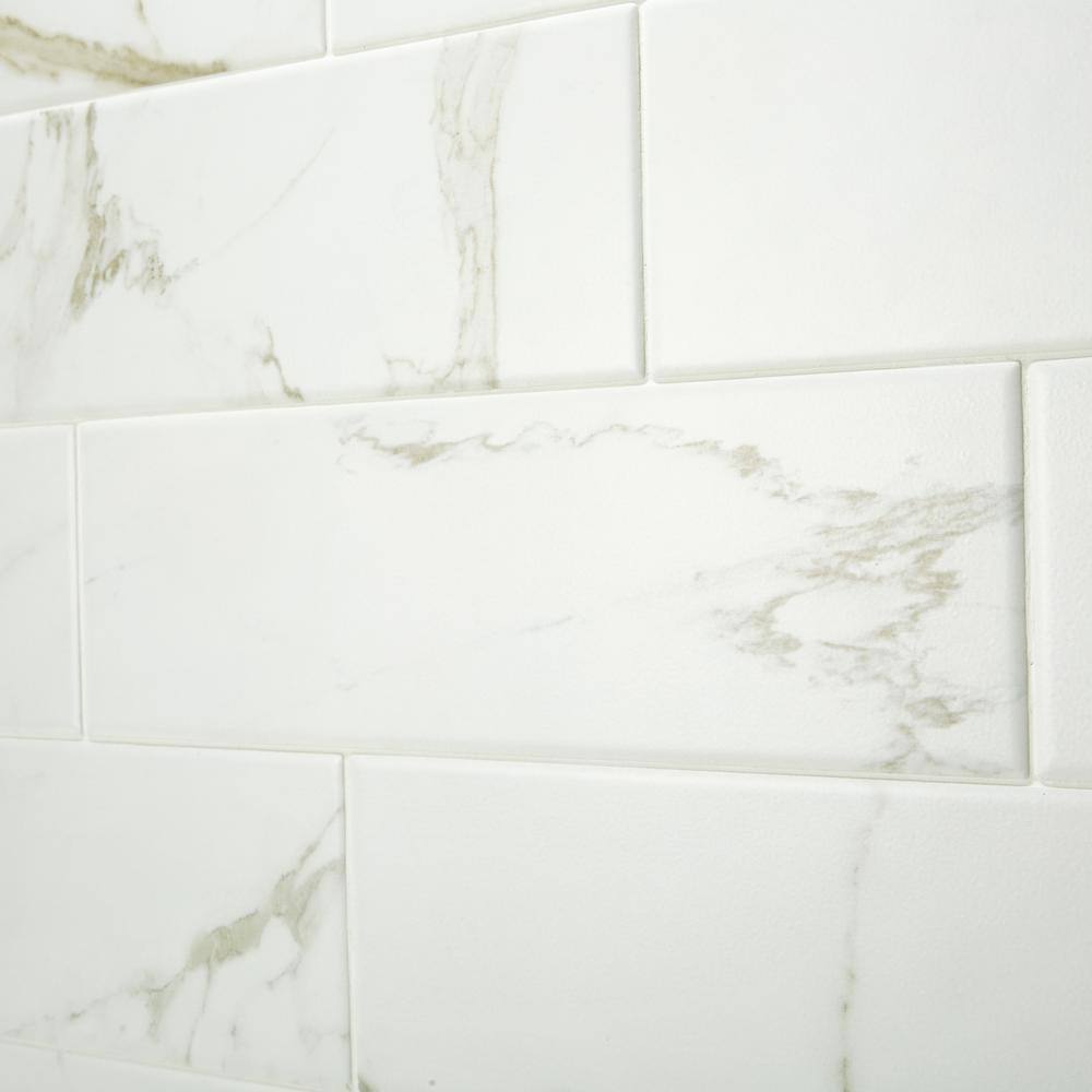 Marazzi Developed by Nature Calacatta 4 in. x 12 in. Glazed Ceramic Wall Tile (10.64 sq. ft. per case)