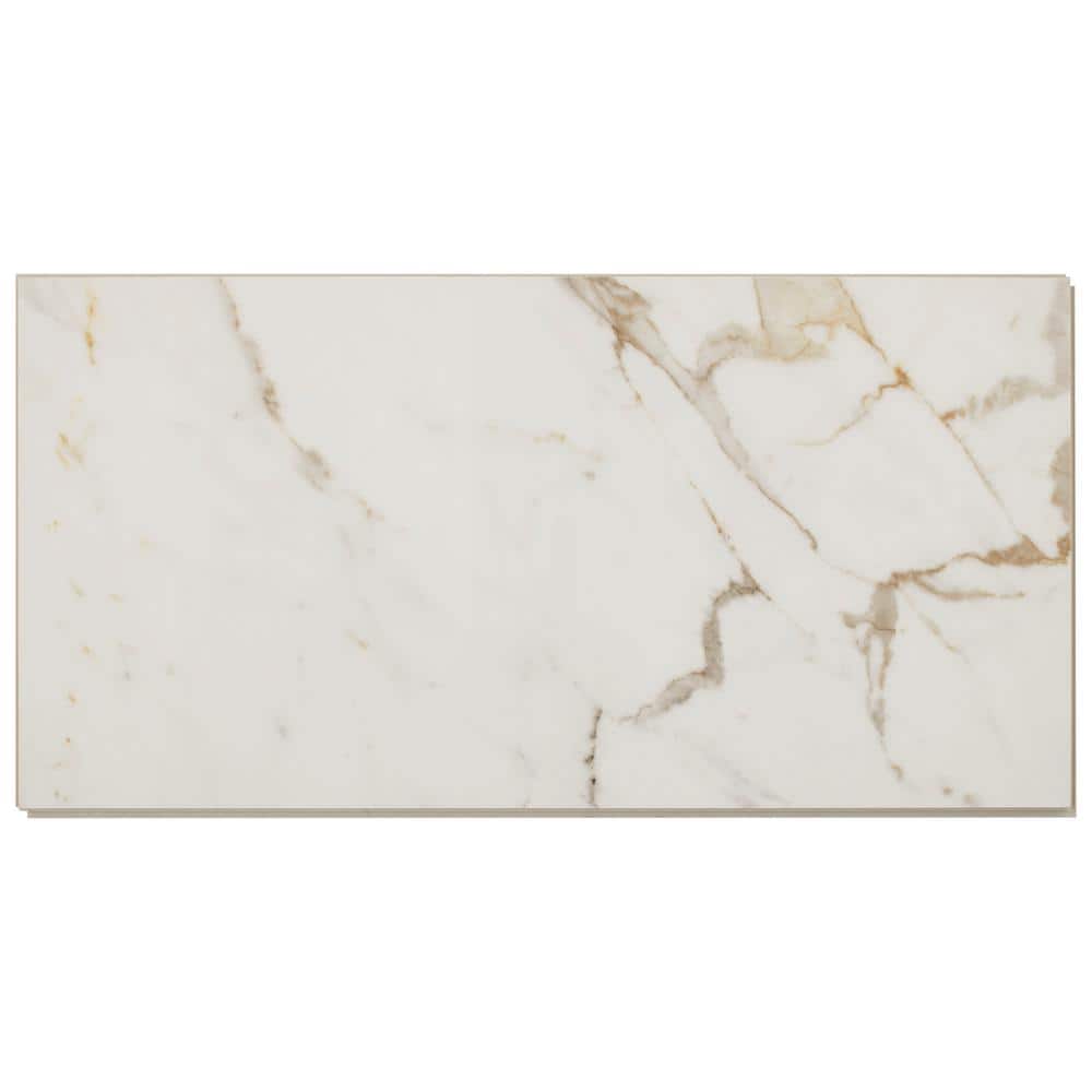 Daltile QuicTile 12 in. x 24 in. Panda Marble Polished Porcelain Locking Floor Tile (9.6 sq. ft. / case)