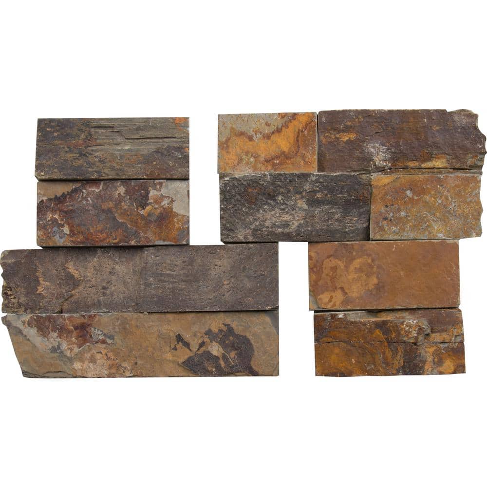 MSI California Gold Ledger Corner 6 in. x 6 in. Natural Slate Wall Tile (2 sq. ft. / Case)