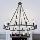 Vanity Art Cannes 18-Light Darkwood/Black Wagon Wheel Chandelier