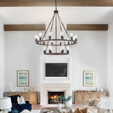 Vanity Art Cannes 18-Light Darkwood/Black Wagon Wheel Chandelier