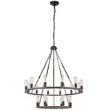 Vanity Art Cannes 18-Light Darkwood/Black Wagon Wheel Chandelier
