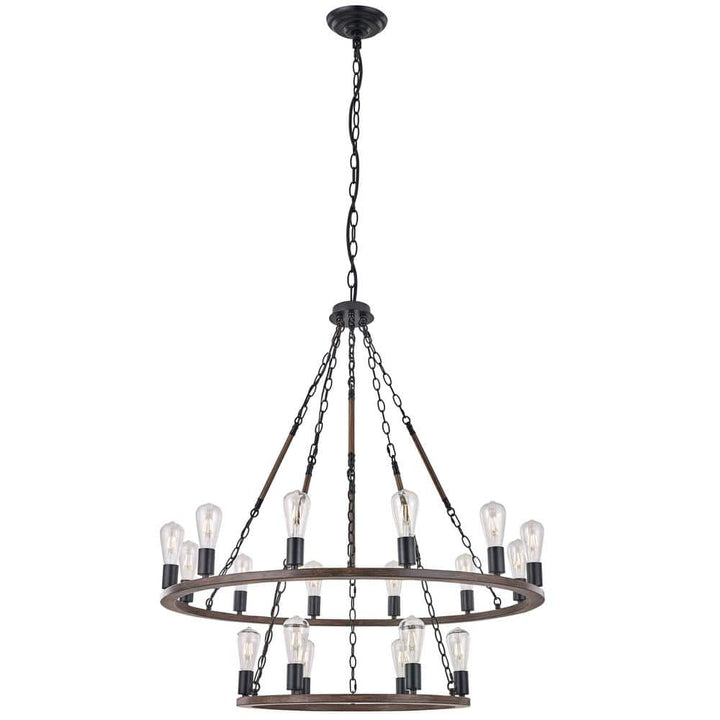 Vanity Art Cannes 18-Light Darkwood/Black Wagon Wheel Chandelier