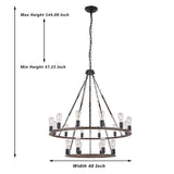 Vanity Art Cannes 18-Light Darkwood/Black Wagon Wheel Chandelier