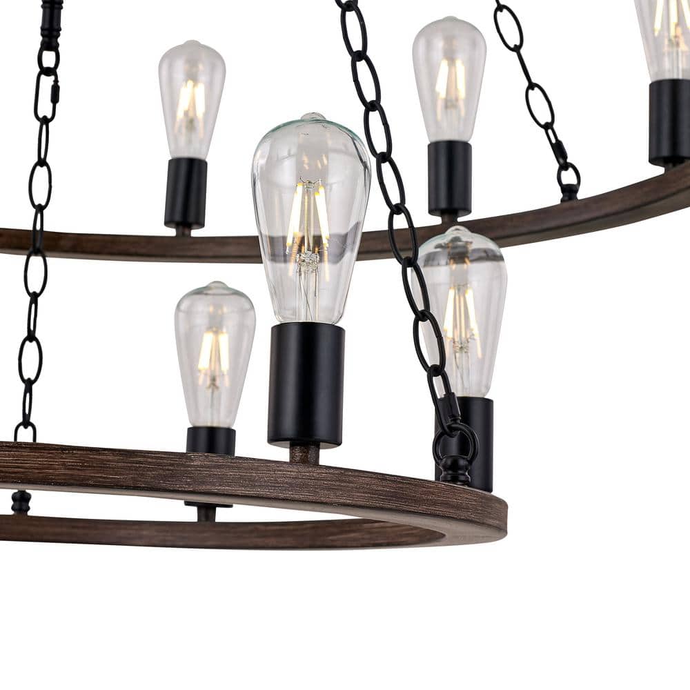 Vanity Art Cannes 18-Light Darkwood/Black Wagon Wheel Chandelier