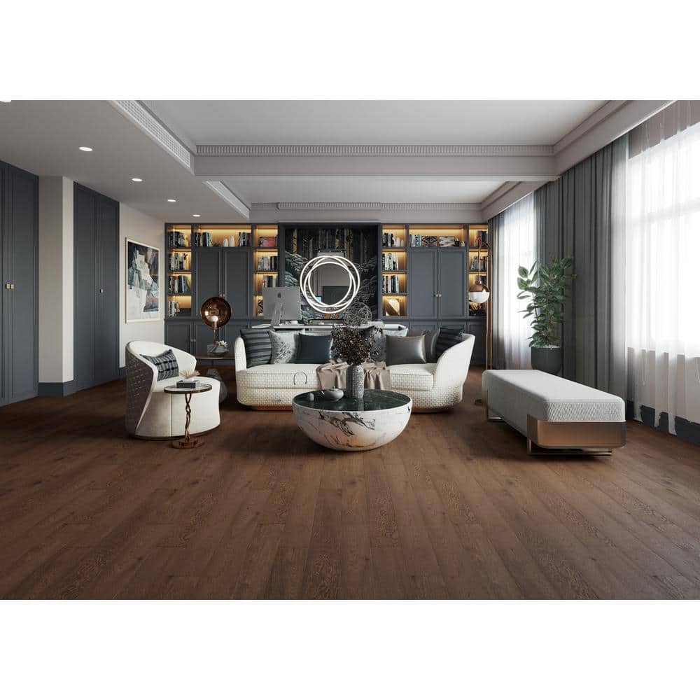ACQUA FLOORS Cameron Oak 1/4 in. T x 5 in. W Click Lock Wire Brushed Engineered Hardwood Flooring (16.68 sq.ft./case)