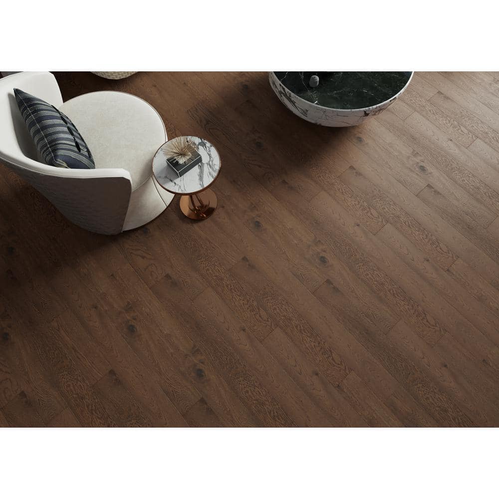 ACQUA FLOORS Cameron Oak 1/4 in. T x 5 in. W Click Lock Wire Brushed Engineered Hardwood Flooring (16.68 sq.ft./case)