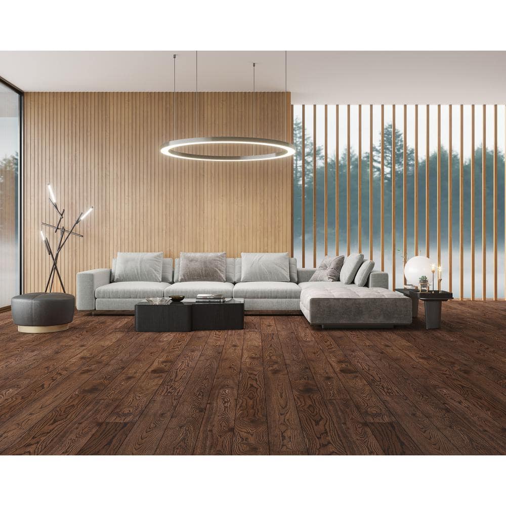 ACQUA FLOORS Cameron Oak 1/4 in. T x 5 in. W Click Lock Wire Brushed Engineered Hardwood Flooring (16.68 sq.ft./case)