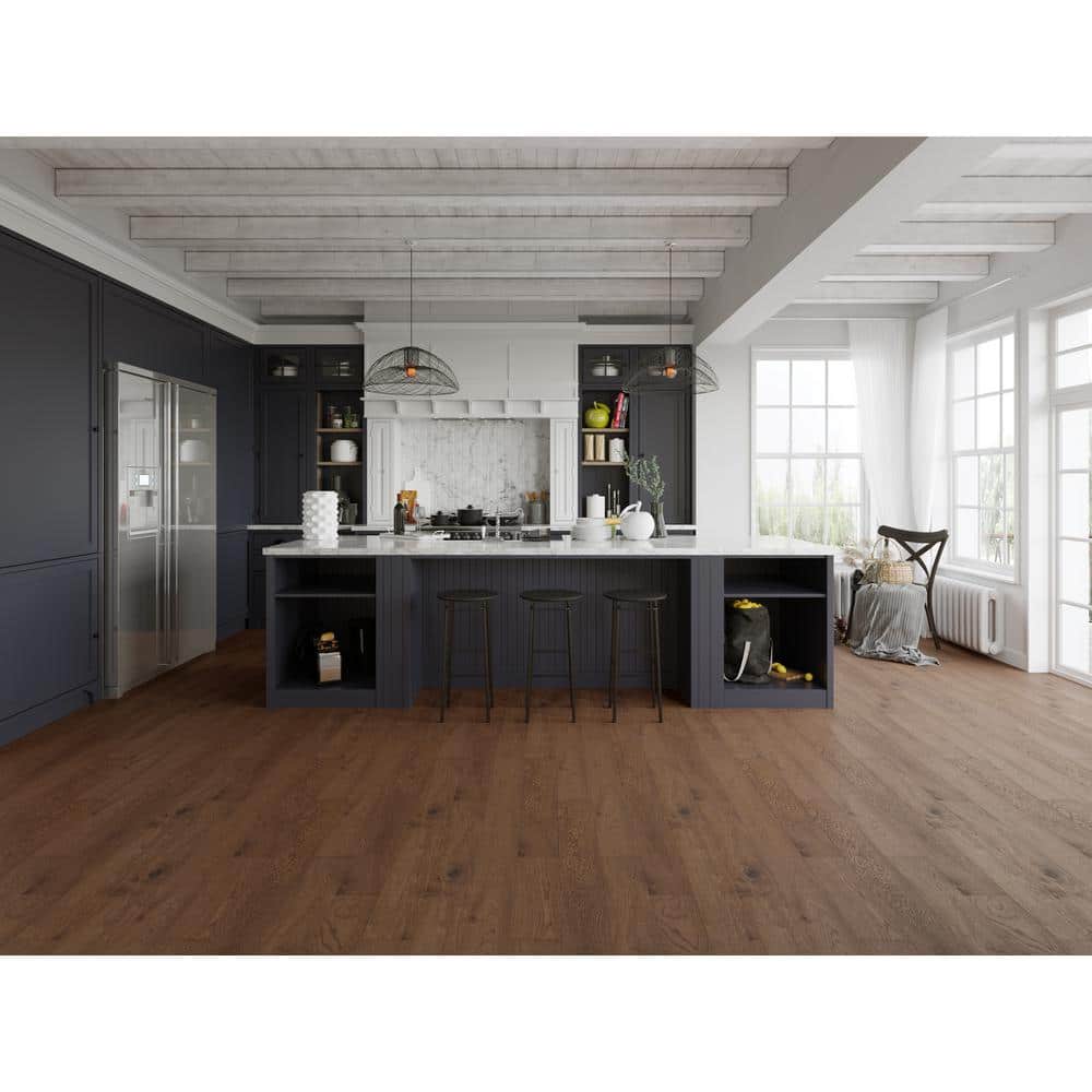 ACQUA FLOORS Cameron Oak 1/4 in. T x 5 in. W Click Lock Wire Brushed Engineered Hardwood Flooring (16.68 sq.ft./case)