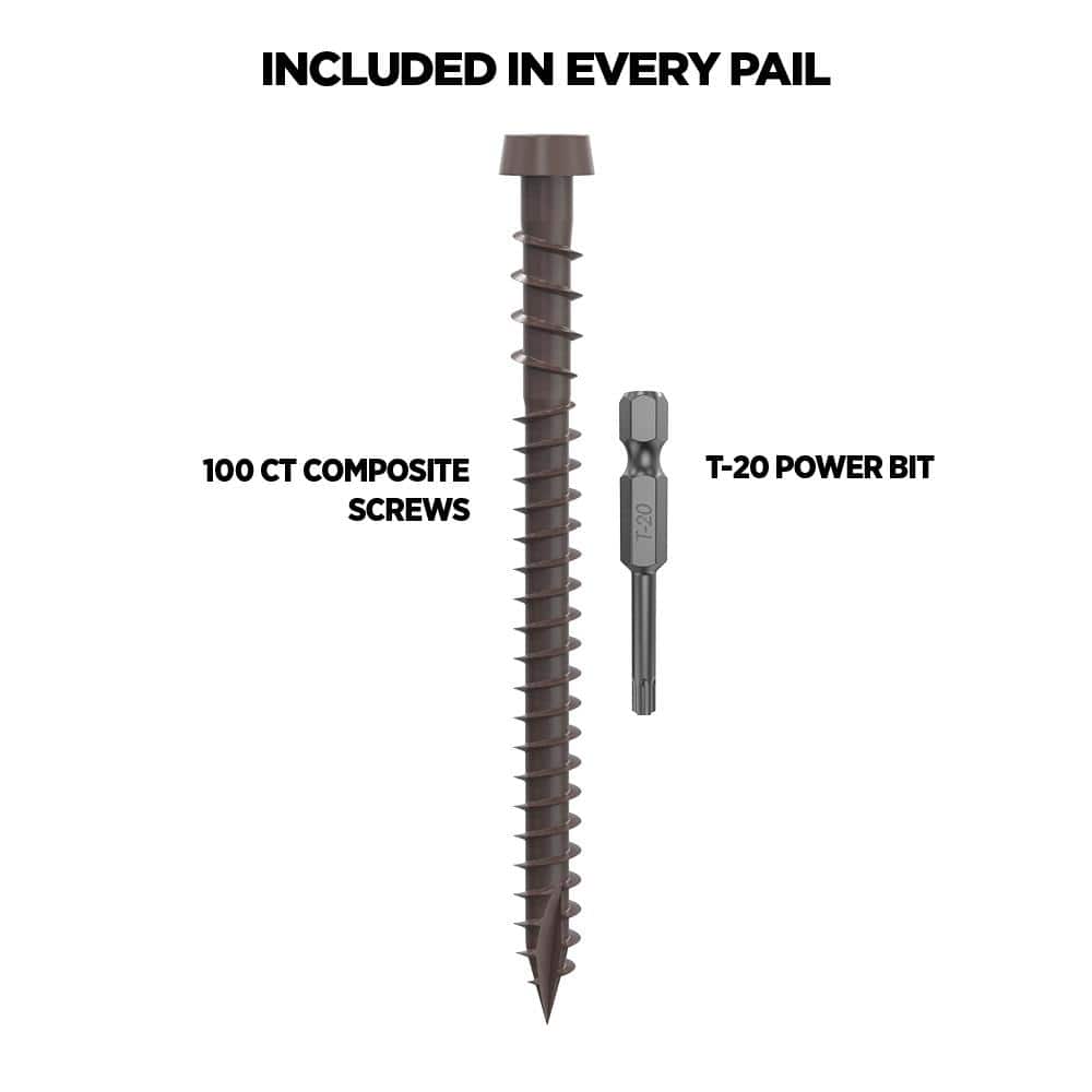 CAMO #10 2-1/2 in. Dark Brown Star Drive Trim-Head Composite Deck Screw (100-Count)