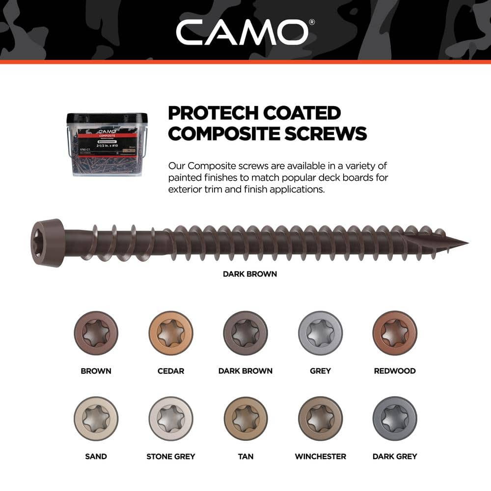 CAMO #10 2-1/2 in. Dark Brown Star Drive Trim-Head Composite Deck Screw (350-Count)