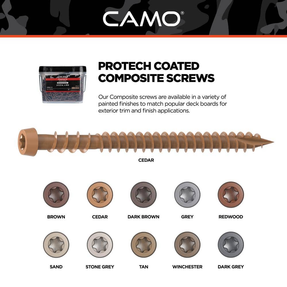 CAMO #10 2-1/2 in. Cedar Star Drive Trim-Head Composite Deck Screw (100-Count)
