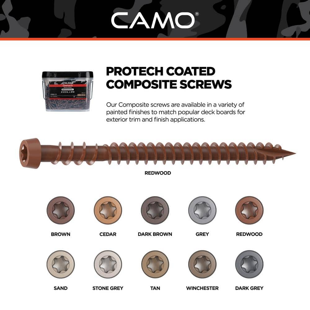 CAMO #10 2-1/2 in. Redwood Star Drive Trim-Head Composite Deck Screw (100-Count)