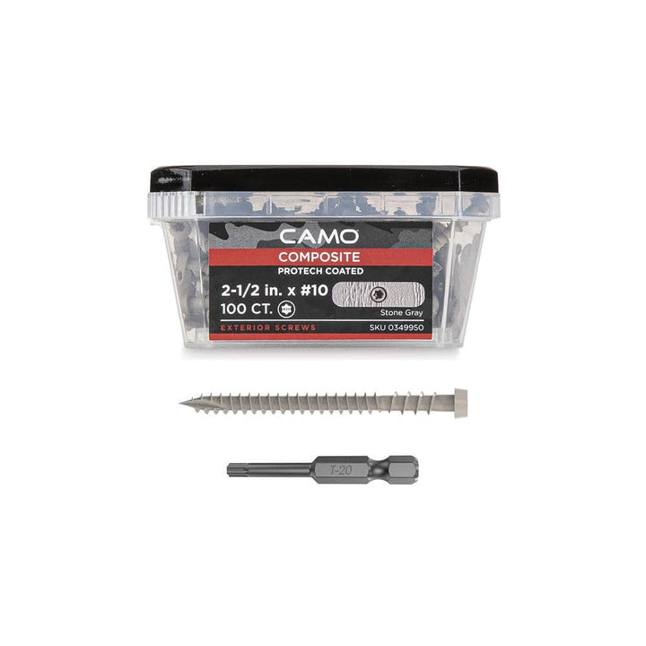 CAMO #10 2-1/2 in. Stone Gray Star Drive Trim-Head Composite Deck Screw (100-Count)
