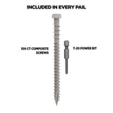 CAMO #10 2-1/2 in. Stone Gray Star Drive Trim-Head Composite Deck Screw (100-Count)