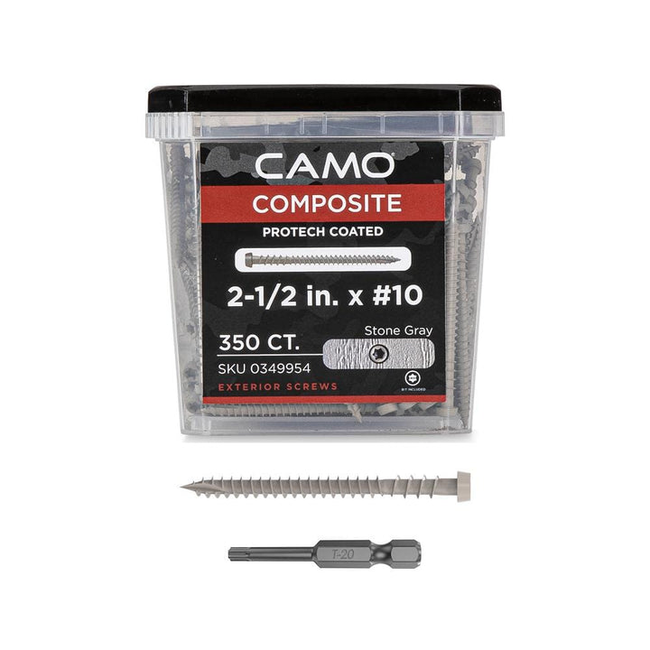 CAMO #10 2-1/2 in. Stone Gray Star Drive Trim-Head Composite Deck Screw (350-Count)