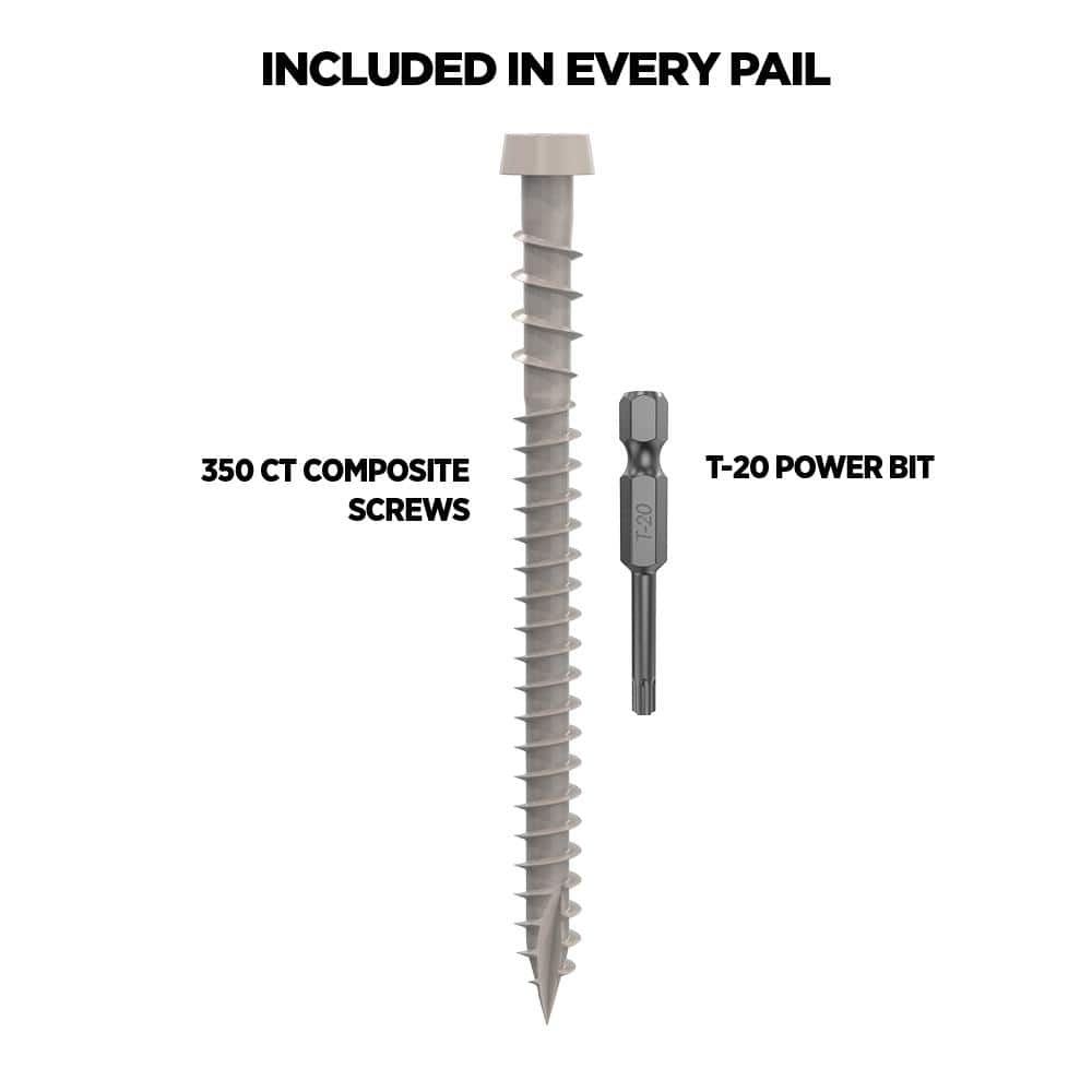 CAMO #10 2-1/2 in. Stone Gray Star Drive Trim-Head Composite Deck Screw (350-Count)