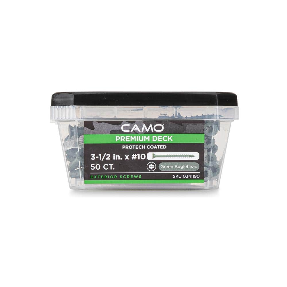 CAMO 3-1/2 in. #10 Green Star Drive Exterior Bugle Head Wood Deck Screws (50-Count)