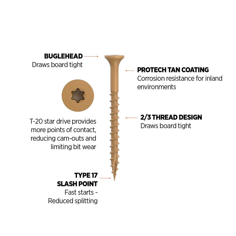 CAMO 2 in. #8 Tan Star Drive Exterior Bugle Head Wood Deck Screws (100-Count)