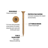 CAMO 2 in. #8 Tan Star Drive Exterior Bugle Head Wood Deck Screws (100-Count)
