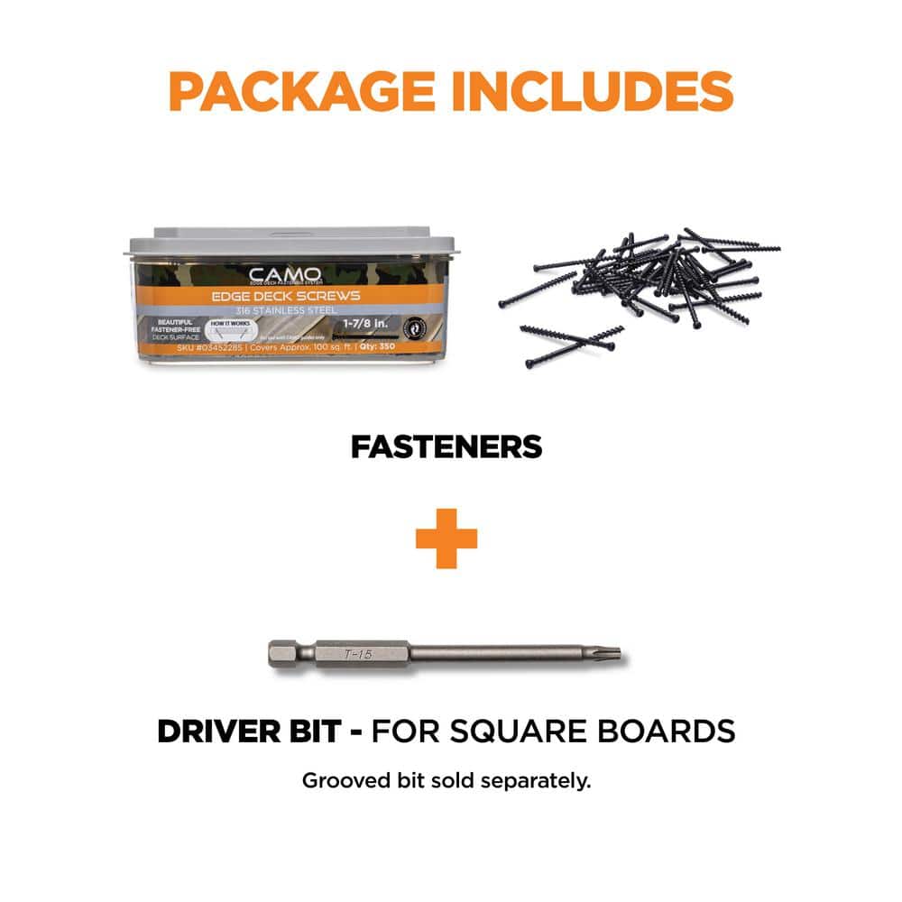 CAMO 1-⅞ in. 316 Stainless Steel Trimhead Hidden Edge Deck Screw (350-Count)
