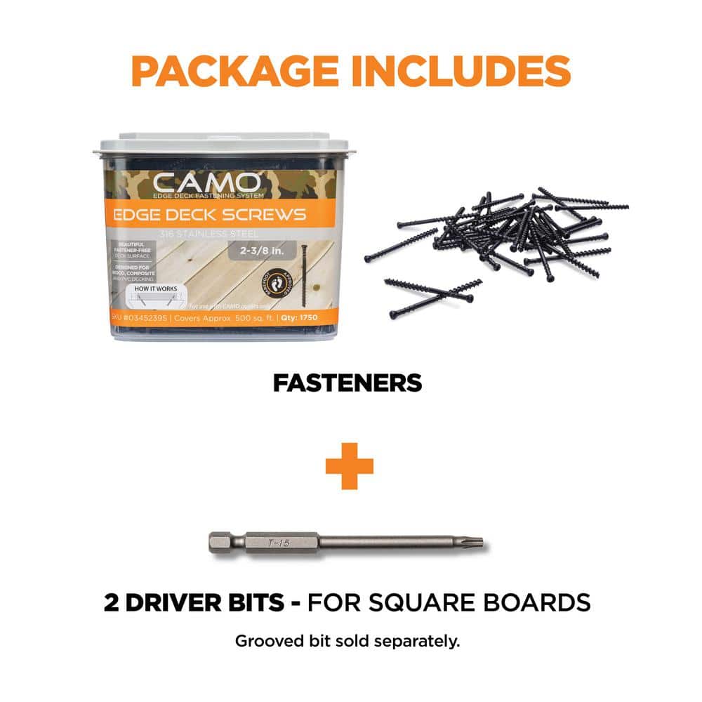 CAMO 2-⅜ in. 316 Stainless Steel Trimhead Hidden Edge Deck Screw (1750-Count)