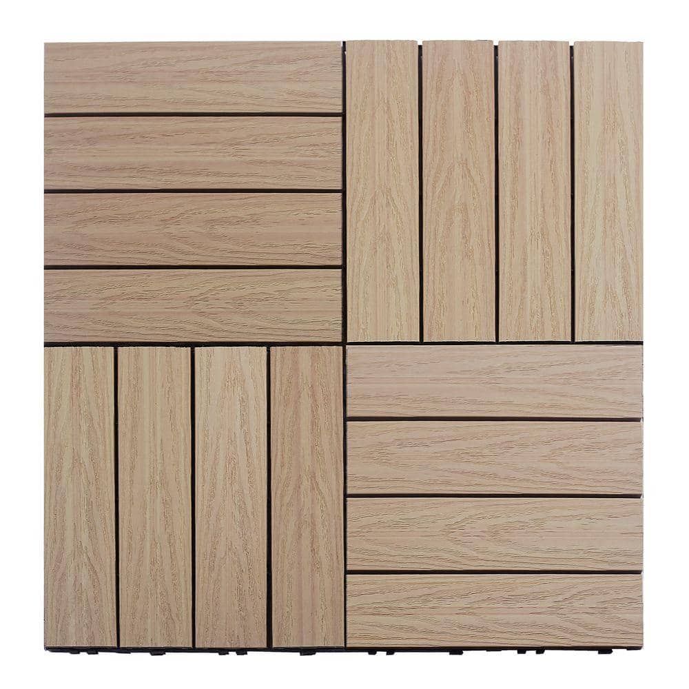 NewTechWood UltraShield Naturale 1 ft. x 1 ft. Quick Deck Outdoor Composite Deck Tile Sample in Canadian Maple