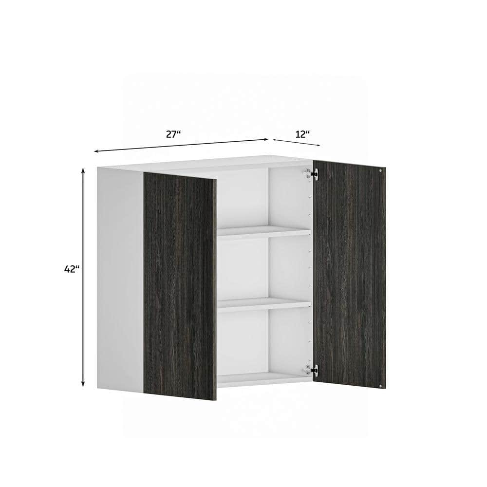 Cambridge Quick Assemble Modern Style, Carbon Marine 27 x 42 in. Wall Kitchen Cabinet (27 in. W x 12 D x 42 in. H)