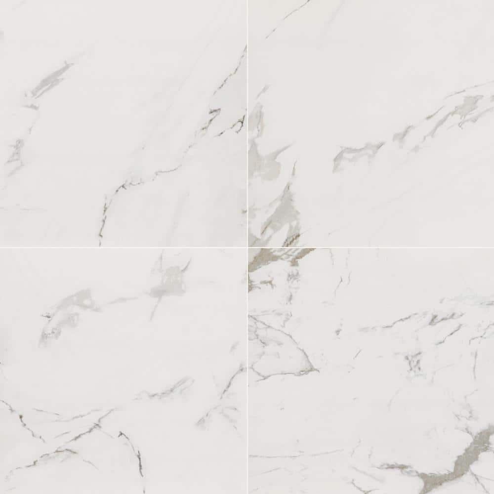 MSI Carrara 24 in. x 24 in. Polished Porcelain Floor and Wall Tile, Marble Look (448 sq. ft. Pallet)