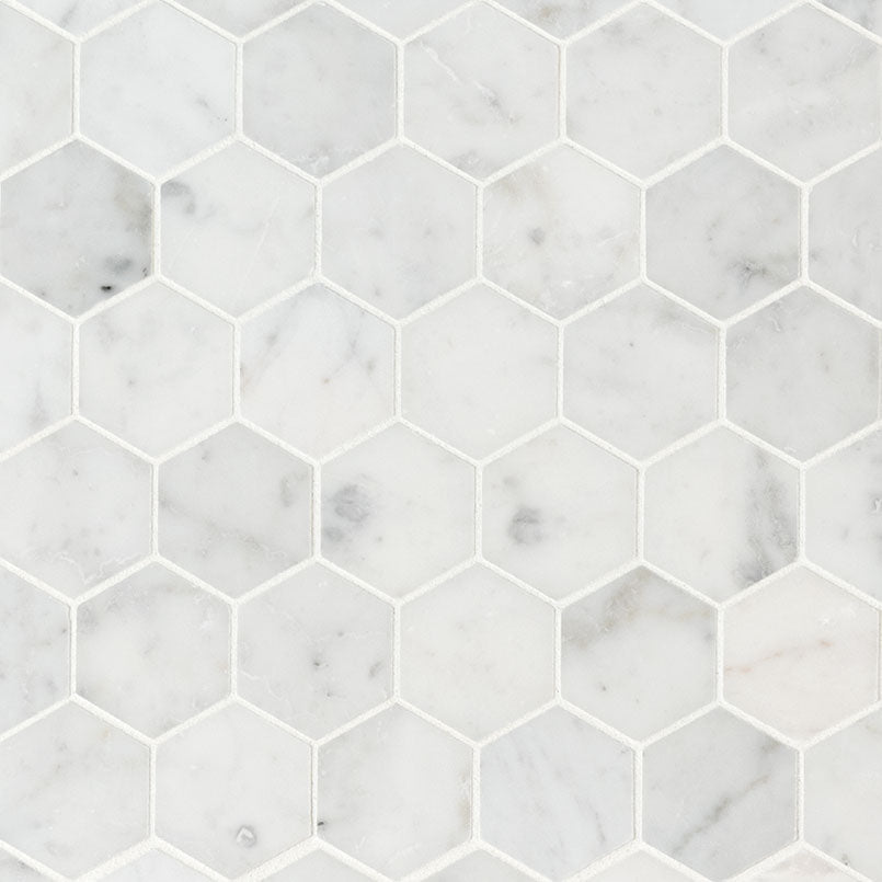 MSI Carrara White Hexagon 11.75 in. x 12 in. x 8mm Honed Marble Mesh-Mounted Mosaic Tile (0.98 sq. ft.)