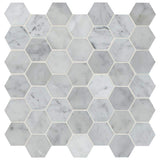MSI Carrara White Hexagon 12 in. x 12 in. x 10 mm Polished Marble Mesh-Mounted Mosaic Floor and Wall Tile (10 sq. ft. / Case)