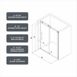 CASAINC 60 in. W x 76 in. H Frameless Shower Door Stainless Steel in Brushed Nickel with Adjustable Soft Closing Function