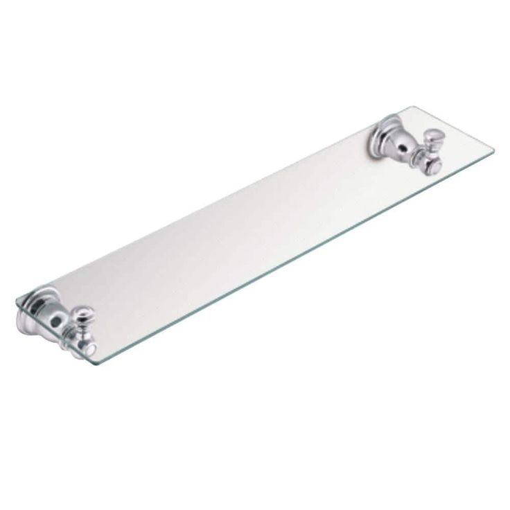 Kingsley 5-1/4 in. L x 2-9/10 in. H x 22-3/4 in. W Wall-Mount Clear Glass Shelf in Chrome