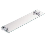 Kingsley 5-1/4 in. L x 2-9/10 in. H x 22-3/4 in. W Wall-Mount Clear Glass Shelf in Chrome