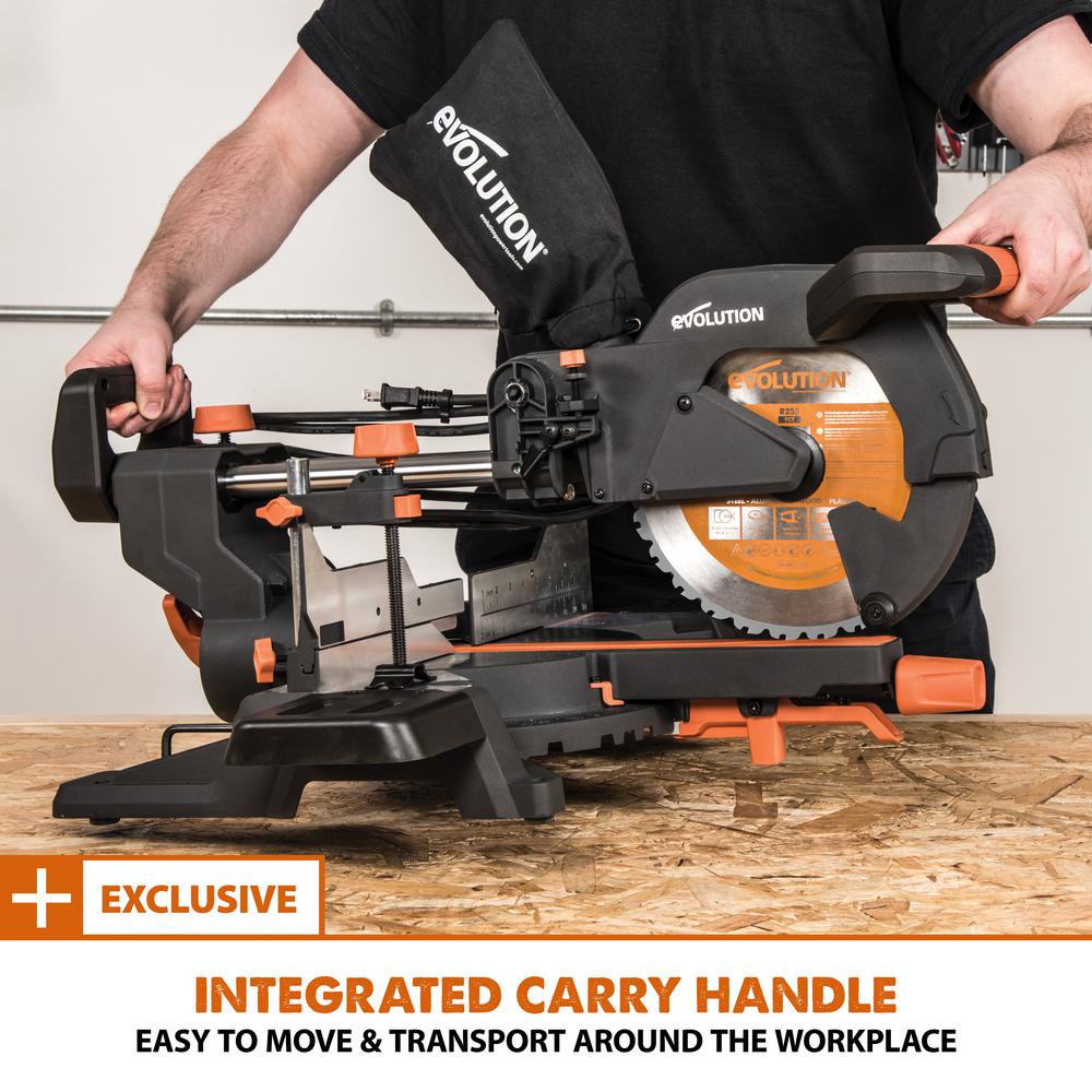 15 Amp 10 in. Sliding Compound Miter Saw with Laser Guide, Dust Bag, 10 ft. Rubber Power Cord, Multi-Material 28-T Blade - Super Arbor